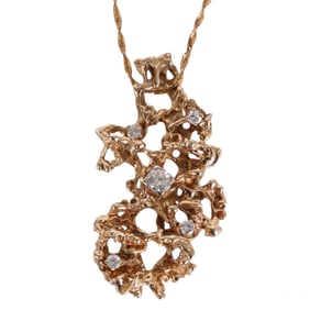 14k Yellow Gold .60 DTTW Diamond Pendant Necklace