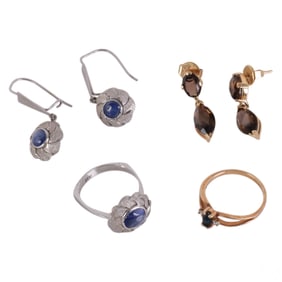 14K and 18K Gold Earrings Rings with Gemstones LOT
