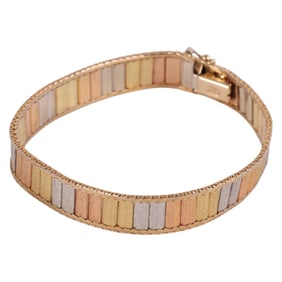 14k Tri Color Gold Italian Designer Bracelet 13.5g