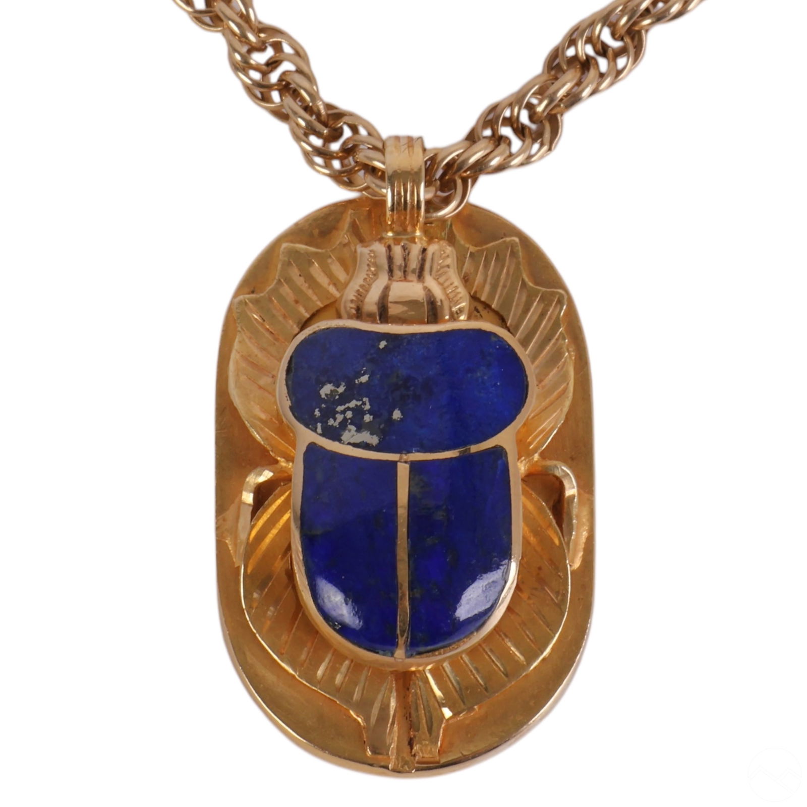 18k Lapis Lazuli Scarab Pendant on 14k Gold Chain (1 of 5)