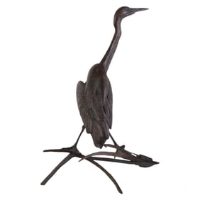 Walter Matia B.1953 Blue Heron LE Bronze Sculpture