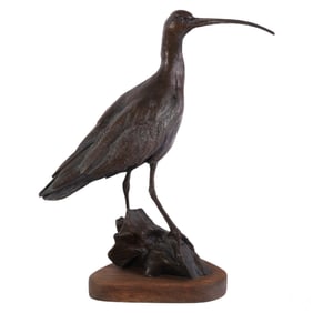 Walter Matia B.1953 Curlew Bird Bronze Sculpture