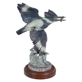 Ott Jones b.1959 Kingfish Bird Bronze Sculpture
