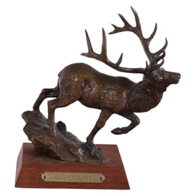 Ott Jones b.1959 Autumn Glory Bronze Elk Sculpture