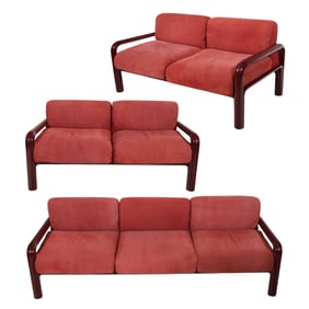 Gae Aulenti 3-Piece Knoll Red Sofa with Love Seats