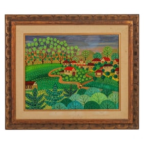 European Countryside Landscape Painting SIGNED