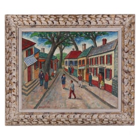 Maurice Kish 1895-1987 Street Scene Oil Painting