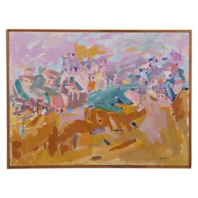 M Rosen 20C Modern Abstract Landscape Oil Painting