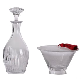 Baccarat Crystal Covered Dish and Massena Decanter