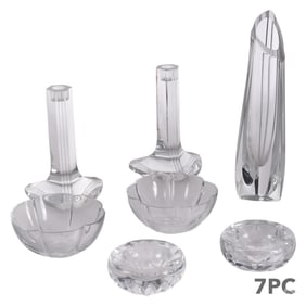Baccarat Crystal Bowl Tray Candlesticks Vase LOT
