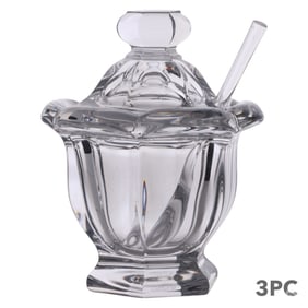 Baccarat Crystal Bretagne Mustard Jar w/ Spoon LOT
