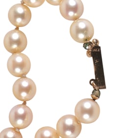 14k Gold Double Strand Akoya 7.5mm Pearl Necklace