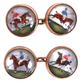 14k Gold Reverse Carved Intaglio Crystal Cufflinks