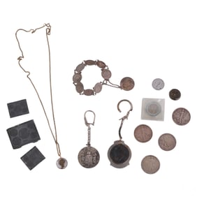 Half Dollar Dime Keychain Coins Bracelet Charm LOT