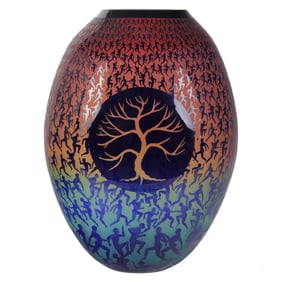 Duncan McClellan b.1955 Large Cameo Art Glass Vase