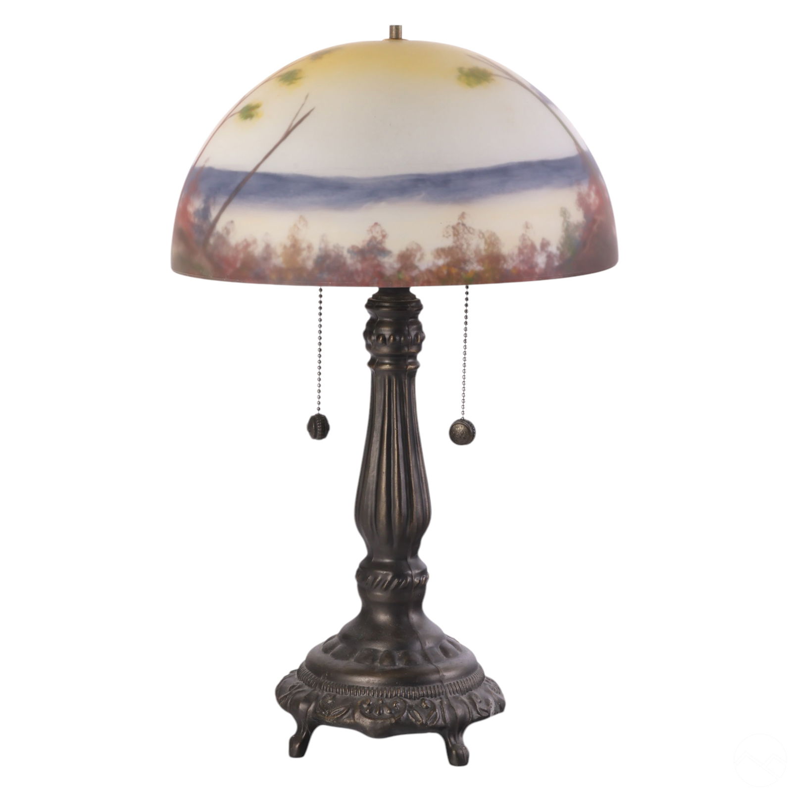 Behrer Reverse Painted Glass Landscape Table Lamp (1 of 9)