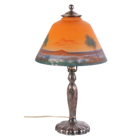Pairpoint Reverse Painted Landscape Lamp SIGNED