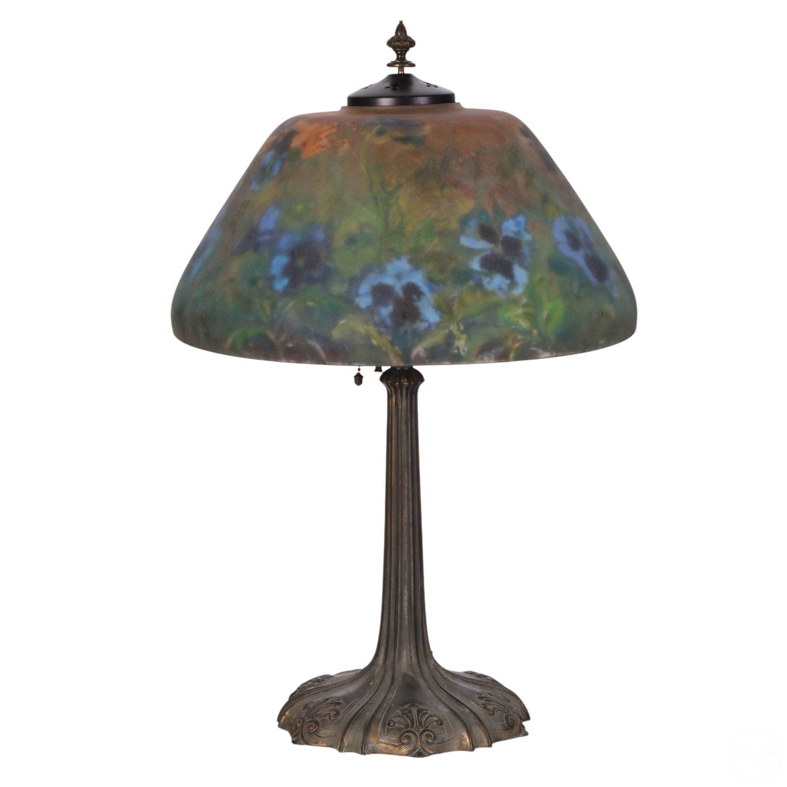 Antique Dome Reverse Painted Ivy Vine Shade Lamp (1 of 9)