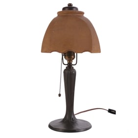 Antique Handel Art Nouveau Mosserine Lamp SIGNED