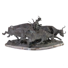 The Stampede Bronze Sculpture after F. Remington