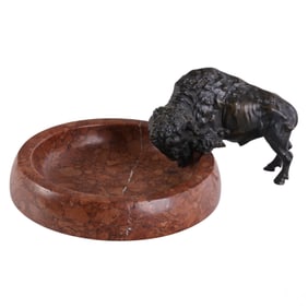 Bronze Buffalo Sculpture Ashtray after Carl Kauba