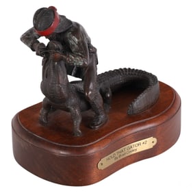 Brad Cooley b.1970 Bronze Gator Wrestler Sculpture