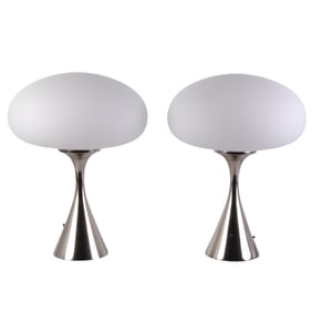 Stemlite Designline Pair of Chromed Mushroom Lamps