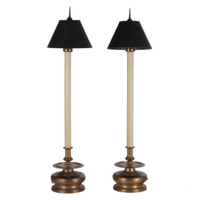Pair of Brass Buffet Lamps Attributed to Chapman