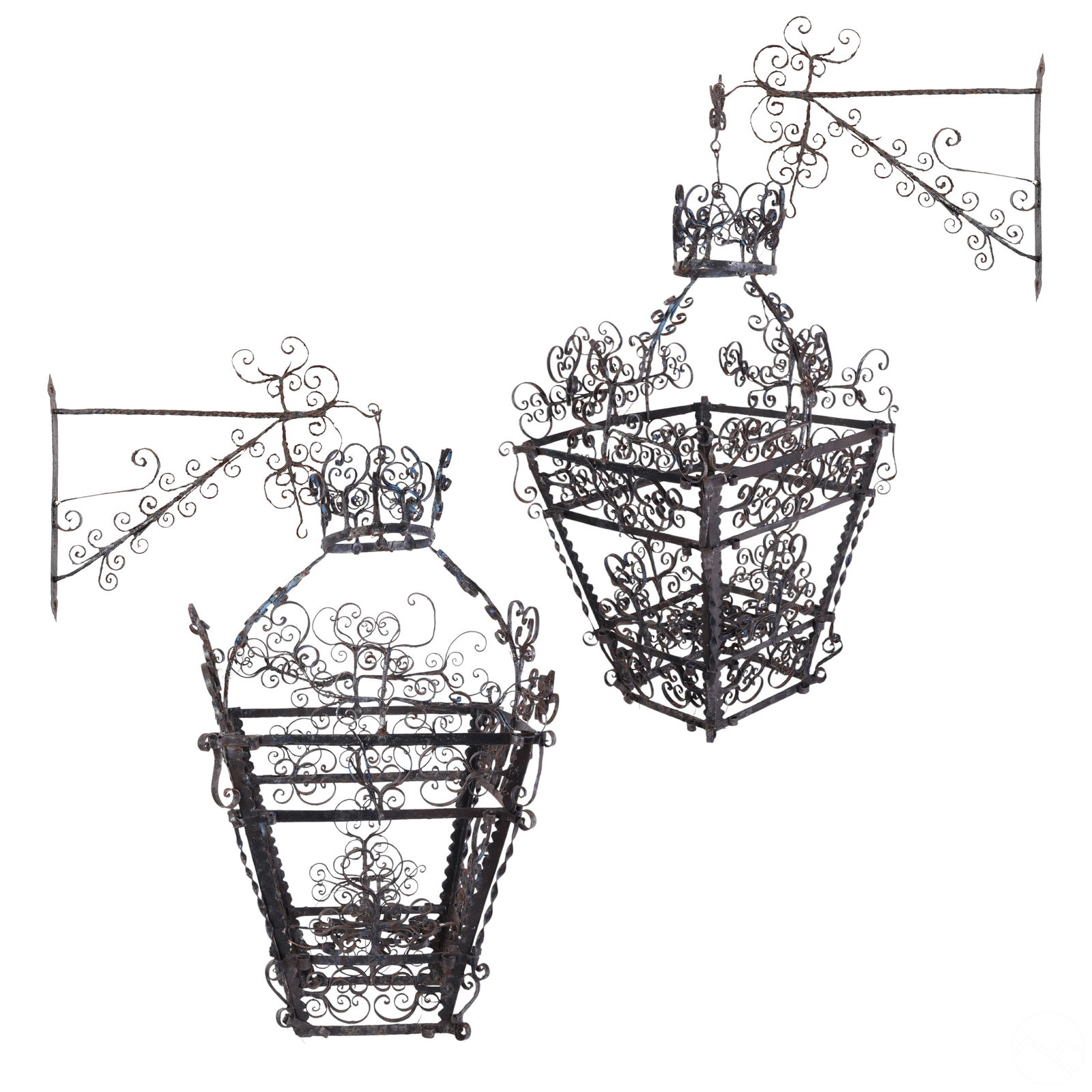Antique Pair of Spanish Iron Filigree Lanterns (1 of 7)