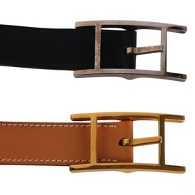 Hermes Paris French Designer Leather Belts 2pc LOT