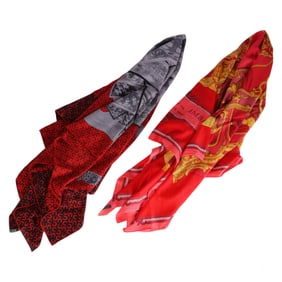 Hermes French Designer Cashmere Silk Shawl 2pc LOT