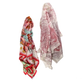 Hermes Paris Cashmere Silk Shawl Scarf 2pc w/ BOX