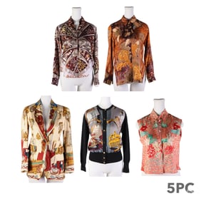 Hermes Vintage Silk Printed Tops Shirts Jacket LOT