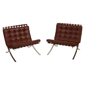 Pair of Mies Van Der Rohe Modern Barcelona Chairs