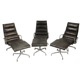 Herman Miller Soft Pad Lounge Chair & Ottomans LOT