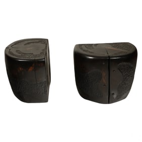 Pair of Organic Petrified Wood Accent Side Tables