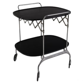 Vintage Kartell Gastone Chrome Folding Trolly Cart