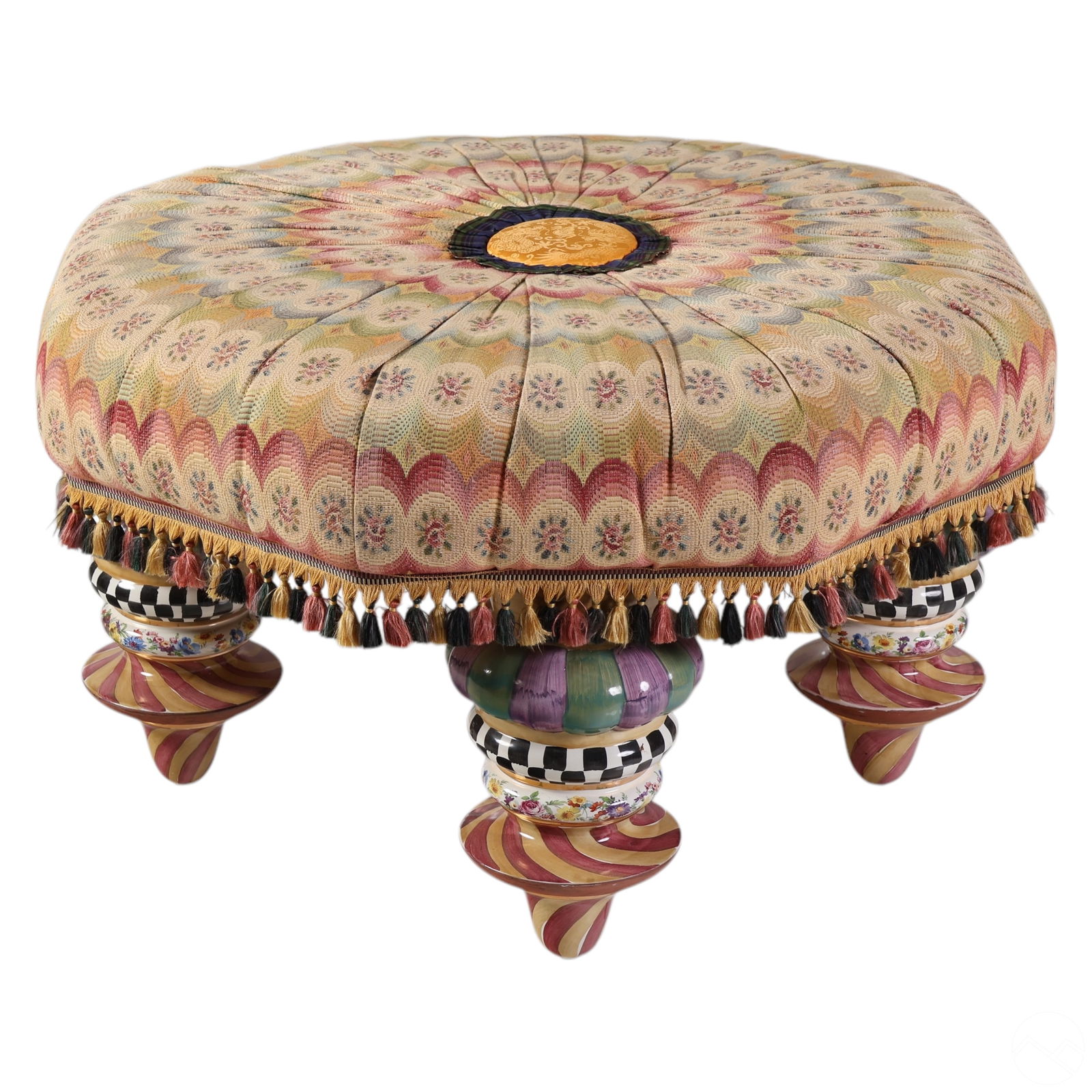 Mackenzie Childs Upholstered Art Pottery Ottoman (1 of 6)