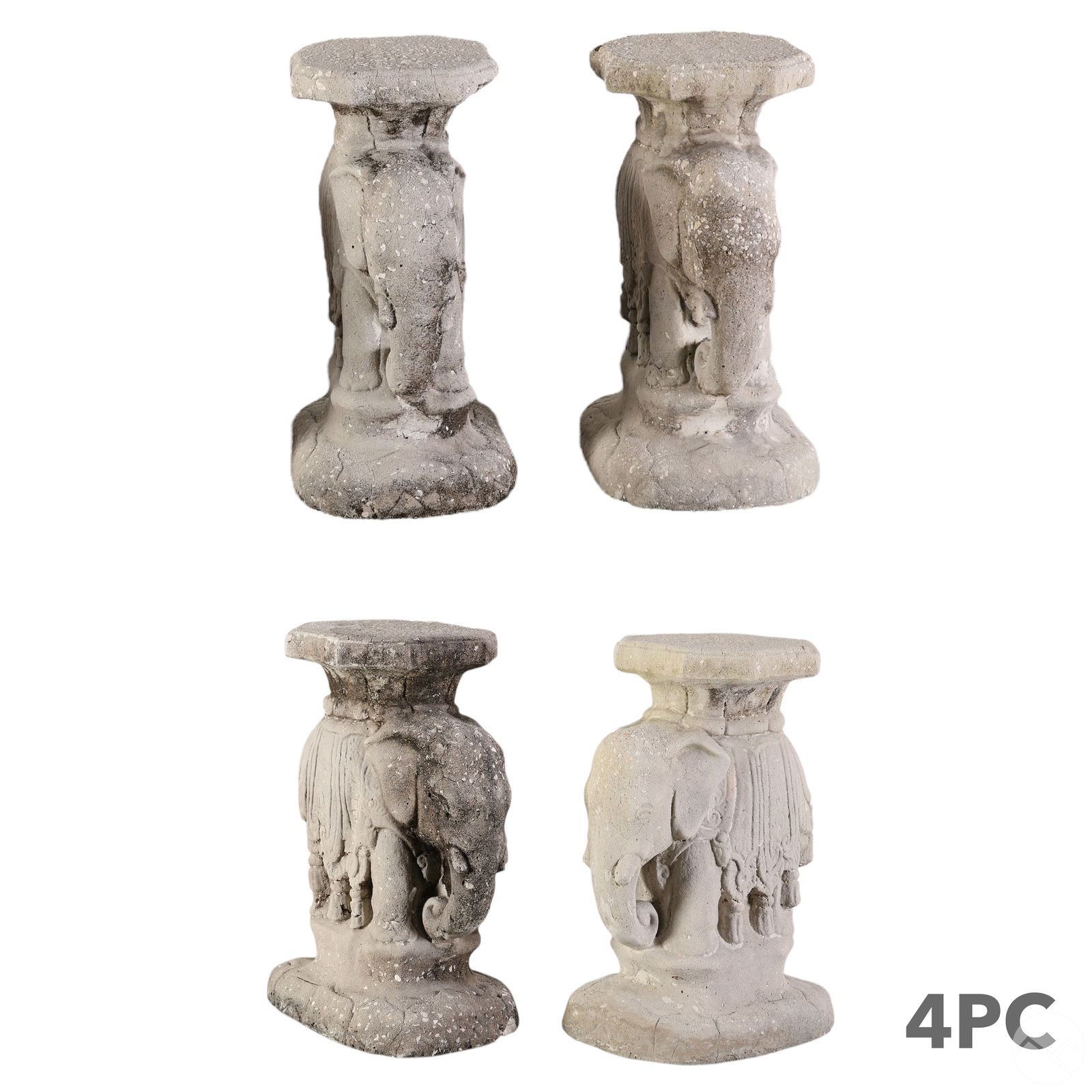 Hollywood Regency Garden Elephants Stools 4pc SET (1 of 4)