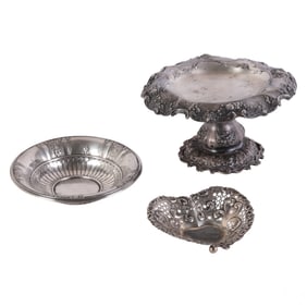 Gorham Sterling Silver Compote Bowl & Dish 3pc LOT