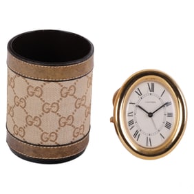 Cartier Alarm Clock and Gucci Pen Holder 2pc LOT