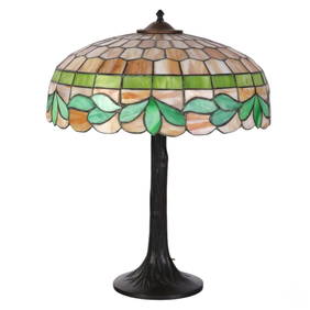 Tiffany Style Floral Slag Stained-Glass Table Lamp (1 of 10)