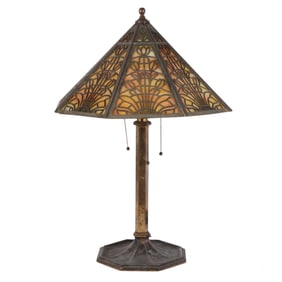 E.M. Miller Antique Art Nouveau Slag Glass Lamp