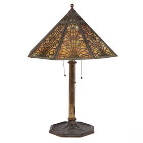 E.M. Miller Antique Art Nouveau Slag Glass Lamp (1 of 10)