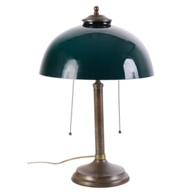 Antique Emeralite Round Green Glass Bankers Lamp