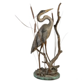 William Turner B.1934 Bronze Blue Heron Sculpture