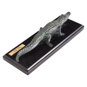 Bruce Brady 1934-2000 Bull Gator Bronze Sculpture