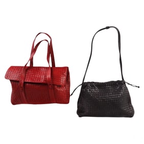 Bottega Veneta Italian Woven Leather Purse 2pc LOT