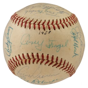 1958 WS Champion NY Yankees SIGNED Baseball JSA