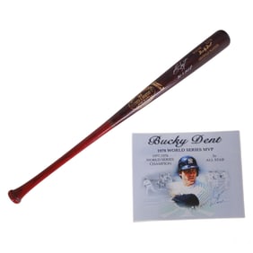 Bucky Dent Baseball Bat with Bonus Photo SIGNED